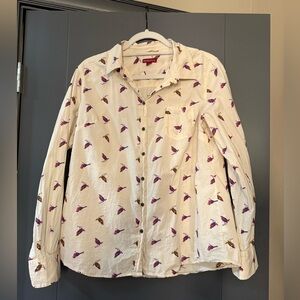 Merona Cream Shirt with Bird Print